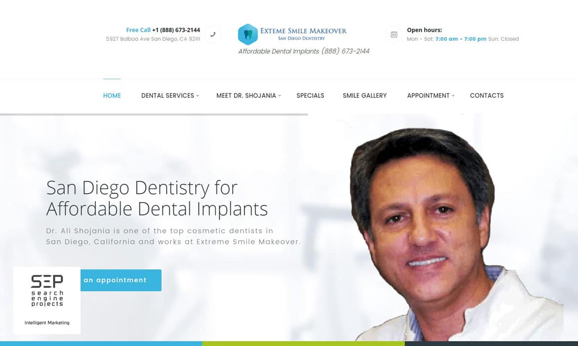 dentist website design after