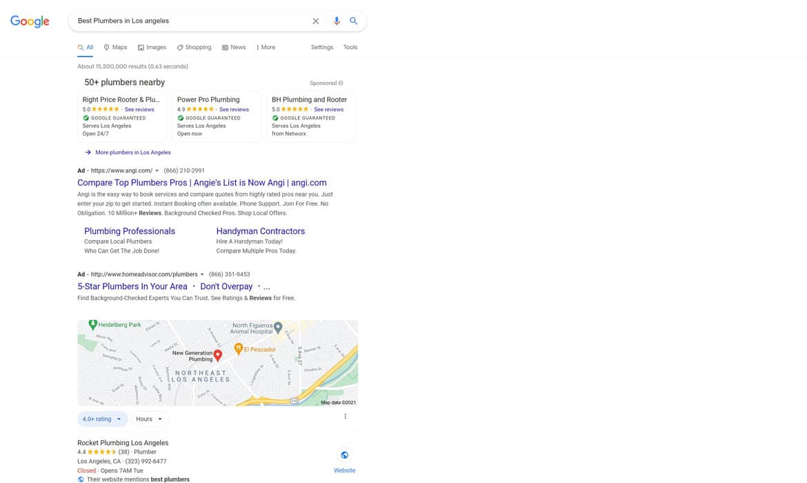 plumbers advertising ppc in google