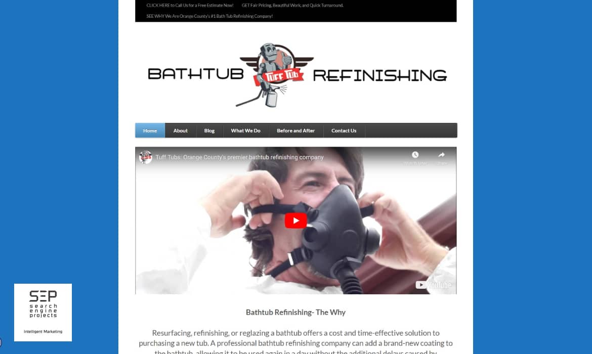 bathtub refinishing website design before