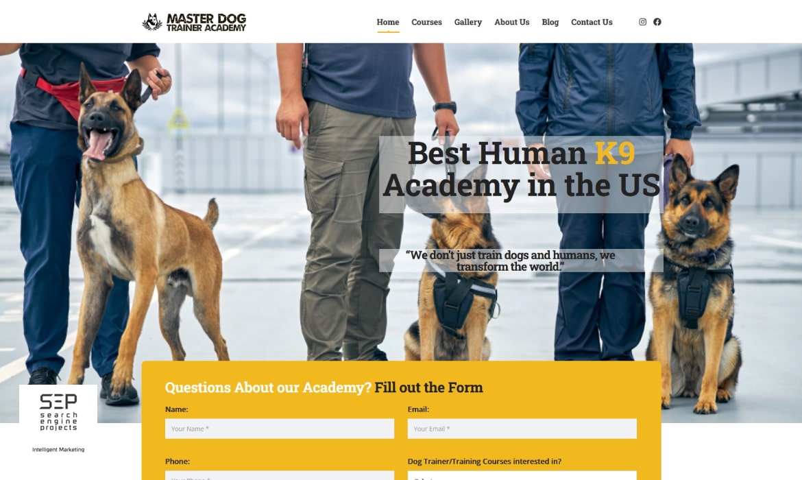 dog trainer website design marketing